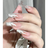 YICKYUE - 10 pcs Luxury Handmade Press on Nails Ballet Cat Eye Fire Design False Nails Adhesive Nail Wearable Nail Tips Art