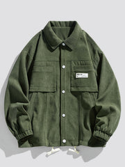 HEARUJOY - Spring And Autumn Men'S New Corduroy Work Jacket with Large Pockets And Casual Lapel Design.