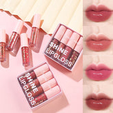 Yickyue 4Pcs/set Liquid Lipstick Pink Lip Gloss Makeup Toot Lip Tint Beauty Mirror Lip Glaze Set Crystal Jelly Moisturizing Lip Oil Set