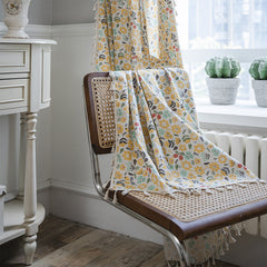 YICKYUE - Finished Curtains Floral Prints Tassels Small Windows Kitchen Curtains Cotton and Linen Semi Shading Floating Windows