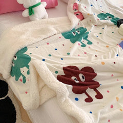 Yickyue New Flower Printed Milk Fleece Autumn Winter Warm Blankets for Bed Floral Imitation Lambswool Blanket Warmth Thick Throw Blanket