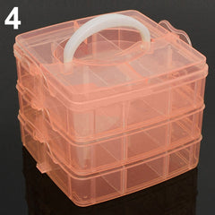 3 Layers 18 Compartments Clear Storage Box Container Jewelry Bead Organizer Case