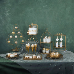 Golden Dessert Table Display Stand Decoration Cake Plate Macaron Stand Afternoon Tea Tray Tea Break Decoration