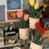 Home Decoration Fabric Tulip Ornaments Smile Plush Potted Ornaments Simulation Flower Pots Cafe Decoration Desktop Decoration