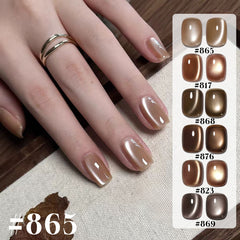 YICKYUE - 1-6PCS Autumn Moon Night Cat Eye Gel Nail Polish 2025 Autumn and Winter Classic Black Chocolate Amber Brown Nail Art Supplies