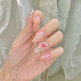 Watercolor Roses Girl Nail Art Wearable Press On Fake Nails Tips 24pcs/box False Nails With Wearing Tools As Gift