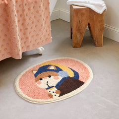 Bath Carpets Oval Cartoon Rug Kitchen Bathroom Water Absorption Carpet Cartoon Soft Rug Anit-Slip Floor Mats Nordic Home Decor