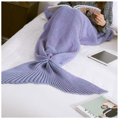 Sofa Blankets Mermaid Solid Color For Nap Throw Knitted Blanket Air Condition Blankets For Beds Winter