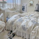 Yickyue Secret Garden French Retro Embroidery All Cotton Washed Cotton Four-Piece Cotton Quilt Cover Bed Sheet Bed