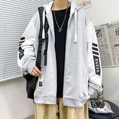 YICKYUE - Autumn Winter Versatile Sports Hoodie Casual Men Loose Tess Sporty Cool Boys Soft Preppy Style School Student Print Stripes