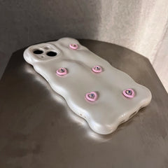 YICKYUE - 3D Love Heart Diamond Bubble Wave Pattern Phone Case For iPhone 16 15 14 13 12 11 Pro Max Soft Shockproof Back Cover