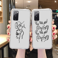 Abstract Case For Samsung S10 Case S20 Plus S21 FE S22 Note 20 Ultra Clear Funda For Samsung S22 Plus M51 M32 M31 M21 Soft Cover