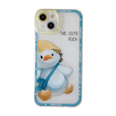Happy couple duck bear cute back cover for iphone 12 13 mini 11 pro max 8 7 plus x xr xsmax cartoon phone case lovely conque
