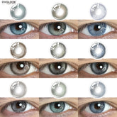 YICKYUE - Myopia Beauty Color Contact Lenses for Eyes Cosmetic Eye Color Lenses with Diopters Green Grey Blue Lens Pupils 1 Pair