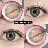 YICKYUE - 1Pair Korean Colored Contact Lenses with Degree 0~-8.00 Brown Lenses Gray Lens for Eyes Natural Prescription Contacts