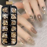 12 Girds Colorful Nail Rhinestones Mixed Size Diamonds AB Flatback Shiny Crystal 3D Glitter Gems Nail Art Decorations Strass