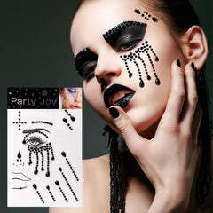 Yickyue Eyes Face Makeup Temporary Tattoo Self Adhesive Sticker White Black Rhinestones Flat Back Crystal Party Body Jewelry Decorations