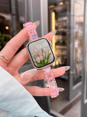 YICKYUE - Women Slim Transparent Laser Strap for Apple Watch Band 42mm 46 49 45 40 44 38 41mm Acrylic Bracelet for iWatch 10 9 8 7 SE 6 5