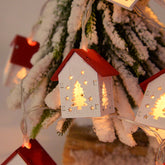 YICKYUE - Christmas Wooden House LED String Light Xmas Tree Hanging Ornament 2024 Christmas Decoration For Home Kids New Year Gift Navidad