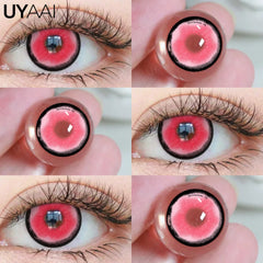 YICKYUE - 1 Pair Anime Pink Lenses for Eyes Cosplay Lenses for Halloween Nezuko Colorcon y2k Eye Contacts