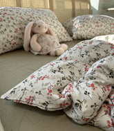 YICKYUE - Romantic pastoral red flower green leaf bedding set,twin full queen king cotton home textile bed sheet pillow case quilt cover
