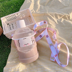 Kawaii 630ml Bear Bucket Plastic Water Bottle Creative Cute Shaker Sport Gourd Milk Cartoon Drinking Cups For Girls Children