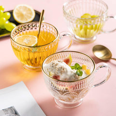 MDZF SWEETHOME 400ml Vintage Palace Glass Teacup Handle Phnom Penh Coffee Mug Drinkware Whiskey Beer Cup Glassware