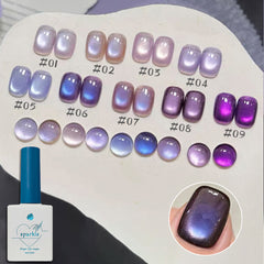 YICKYUE - 1 Set Summer Gel Polish: 2025 New #01-#09 Amethyst Cat Eye & Icy Grape Beads for Celestial Nails Supplies
