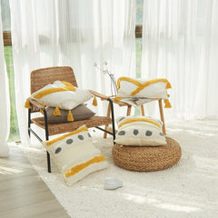 Cotton velvet tassel pillowcase hand-embroidered Nordic Moroccan geometric sofa cushion cover p32
