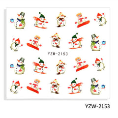Xmas Winter Water Nail Stickers Christmas Cartoon Santas Snowman Decals New Year Nails Art Manicure Decoration Tips
