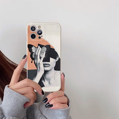 Geometric Abstract Flower Phone Case For iPhone 11 12 13 Pro Max X 7 8 Plus XR XS Max Soft Silicone Back Cover Coque