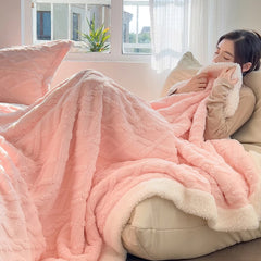 Yickyue Winter Warm Velveteen Blanket Plush Fluffy Knee Blanket Sofa Cover Plaid Home Decoration Luxury Quilt Baby Blanket