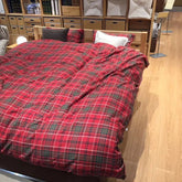 YICKYUE - Red Grid Patten Duvet Cover Set, All Season Cotton Bedding Set, Comforter Cover Sets, Bed Sheet, 1.2m, 1.5m, 1.8m, 2m