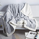 Flannel Blanket for beds Fleece Blanket Reversible Soft Fuzzy Plush Fluffy Blanket Warm Cozy Striped for Winter for Sofa Chair