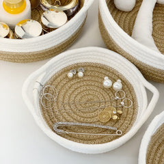 Yickyue Cotton Rope Woven Storage Baskets Nordic Desktop Organizer Sundries Storage Box Round Organize Box Laundry Baskets Storage Home