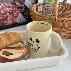 Kawaii Korean Puppy Mugs Coffee Cups Ins Ceramic Creative Cups Milk Tea Water Beer Breakfast Travel Mugs Drinkware Birthday Gift