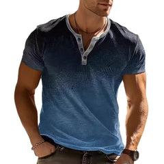Hearujoy Vintage Stripe Gradient Print T-shirts For Men Short Sleeve Henry Collar Tops Tee Summer Fashion Casual Tshirt Streetwear Male