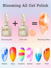 YICKYUE - 2Pcs 15ml Blooming Glue Gel Nail Polish UV LED Soak Off Top Gel Glossy Sealer Shiny Varnish