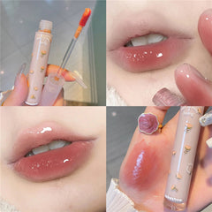 6 Colors Mirror Water Lip Gloss Transparent Glass Lip Glaze Cute Flower Lip Gloss Moisturizing Natural Lip Care Makeup Cosmetic