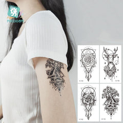 Black Waterproof Temporary Tattoo Sticker Fashion Body Art Fake Tattoo Flash Tattoo Arm Behind Ear Sticker Female