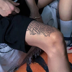 YICKYUE - 5pc Flower Body Word Temporary Tattoo Sticker Semi Permanent Herbal Juice English Big Picture Arm Man Chest Thigh Art Fake Tatto