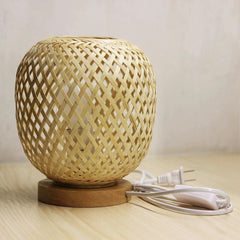 Bamboo Woven Table Desk Reading Lamp Bedroom Bedside Sleep Lamps Home Decor Cafe Bar Lighting Lamp Luminaire Night Stand Light
