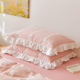 Princess girl ruffle pilowcase pink plaid pillow cases princess home decoration bedding accessories pillow sham pillow cover