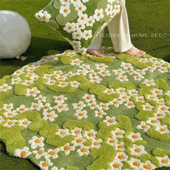 YICKYUE - Garden Handmade Acrylic Tufted Round Carpet For Living Room Home Fresh Flowers Rugs For Bedroom Soft Sofa Coffee Table Floor Mat