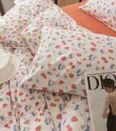 YICKYUE - Romantic sweet strawberry bedding set double,full queen king rustic flower cotton home textile bed sheet pillow case duvet cover
