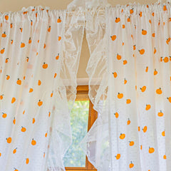 Yickyue Elegant Curtains for Living Room French Lace Curtain for Girls Bedroom Fruits Printed Window Curtain Panel L220CM Home Drapes