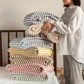 YICKYUE - 200x 230cm Summer Air Condition Quilt Stripe Lightweight Comforter Full Queen Breathable Sofa Office Bed Travel Throw Blanket 이불