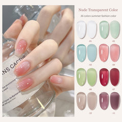 Yickyue 15ml Jelly Nude Nail Gel Polish 36 Colors Semi Transparent Summer Ice Through Gel Pink Blue Soak Off UV LED Nail Gel Varnish