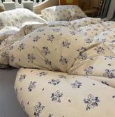 YICKYUE - Romantic pastoral flower blue bedding set,twin full queen king floral knit cotton home textile bed sheet pillow case quilt cover