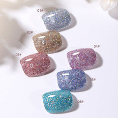 YICKYUE - 9ml Reflective Nail Gel Polish Sparkle Shining Glitter Semi Permanent Nail Manicure Soak Off UV LED Color Gel Varnish
